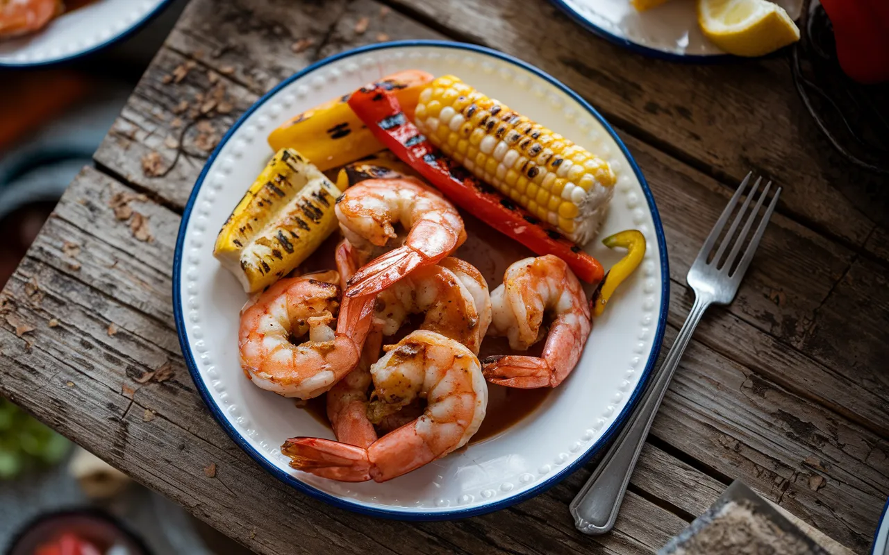 Delicious bbq shrimp recipe being grilled.