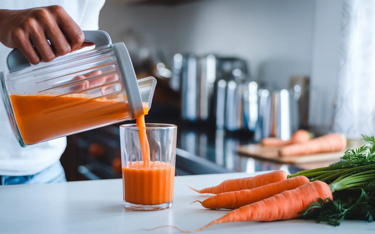 Fresh homemade carrot juice recipe in a glass2