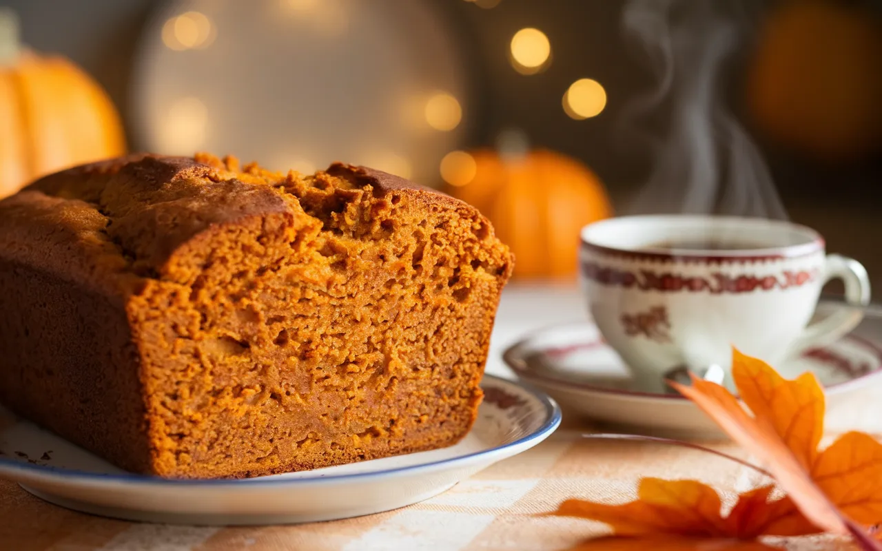 This is a loaf of the old fashioned pumpkin bread recipe.