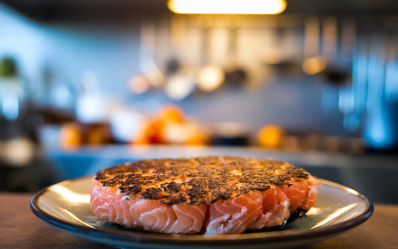 What are the ingredients in salmon patties shown in a dish.2